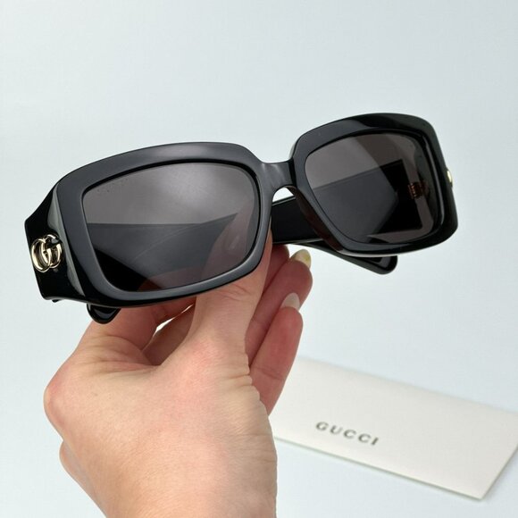 Gucci GG1403S 001 BRAND NEW Sunglasses Black Grey Unisex Rectangle main image 7